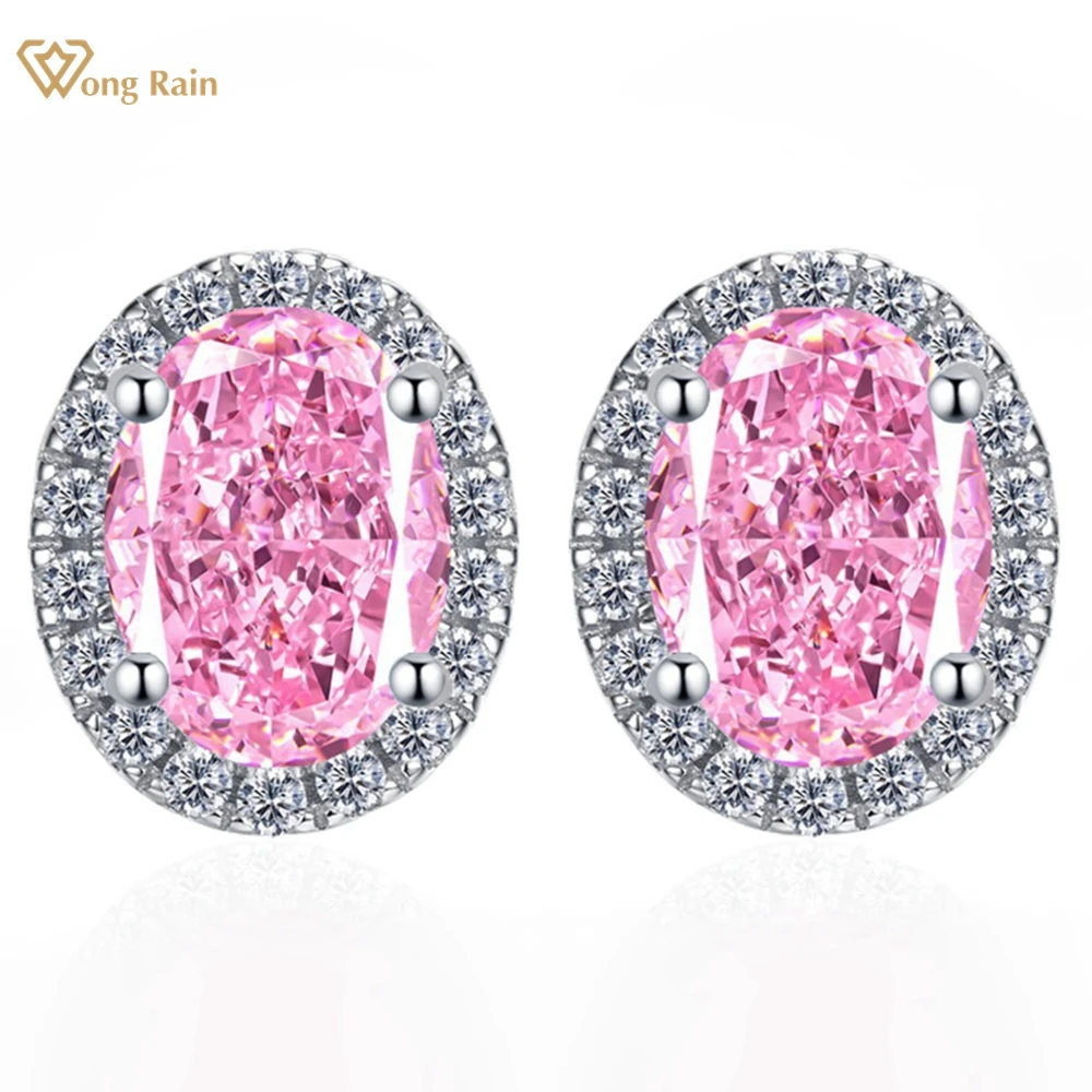 

Wong Rain 100% 925 пробы серебряные сверкающие 6*8 мм овальные лабораторные сапфировые цитрин Аквамарин драгоценный камень серьги гвоздики для женщин ювелирные изделия