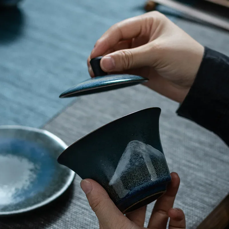 Cover Bowl Ceramic Three-Force Cover Bowl Household Tea Cup Tea Kung Fu Set Making Device Gaiwan Chinese Set