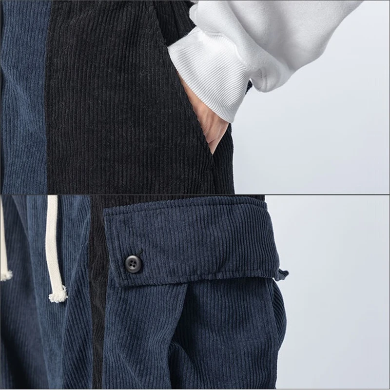 Rainbowtouches New Fashion Casual Sports Training High Street Vintage Style Pant Corduroy Men's Trendy Oversize Loose Trousers