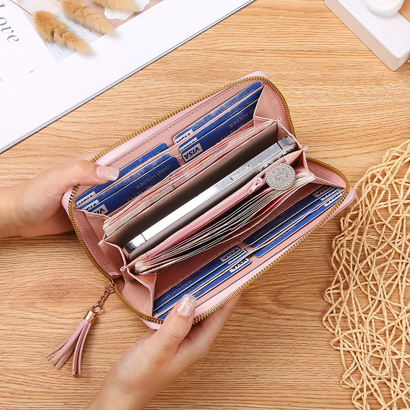 Zipper Wallets Womens Long Purses Handbags Coin Purse Cards Holder PU Leather Billfold