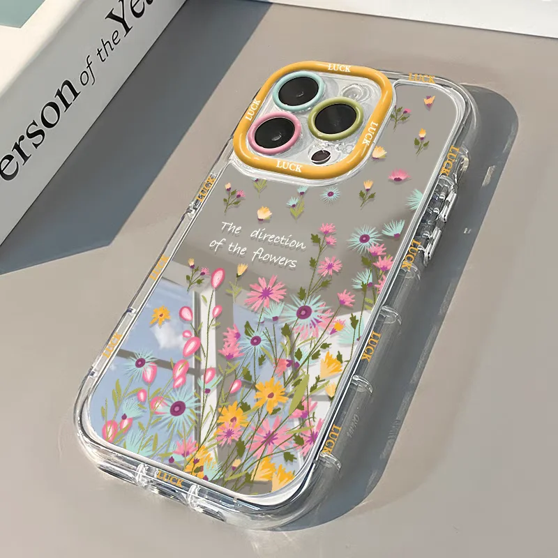 Full Screen Flower Mirror Phone Case - Y2K Clear Sweet Cover