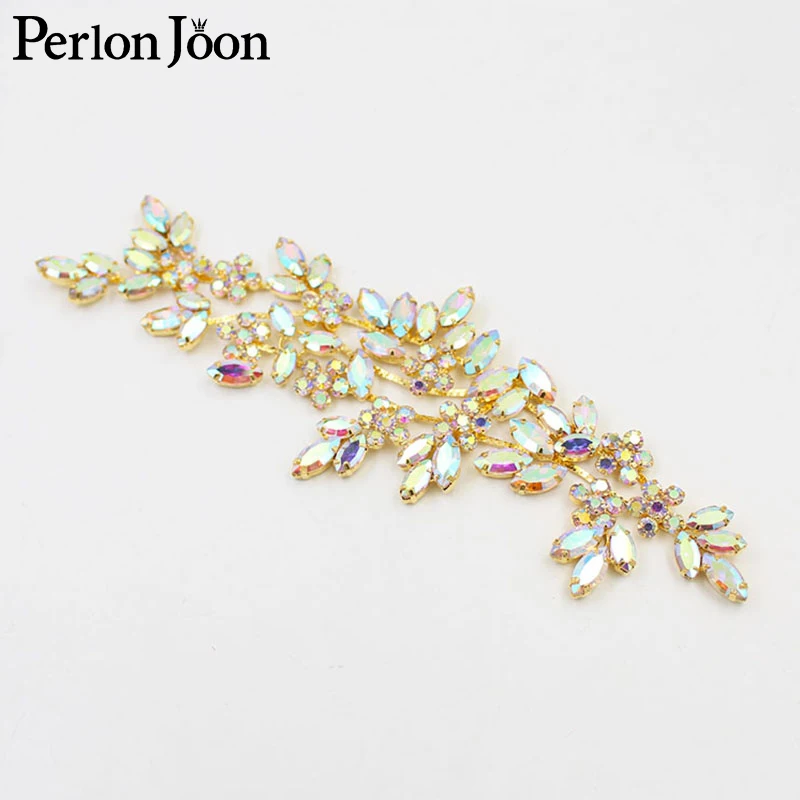 Ab Crystal Strass-Applikation zum Aufnähen, Blumen-Patch für Hochzeitskleider, Ärmel-Accessoires YHZ013 – Detail 17