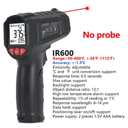 Advanced Digital Infrared Thermometer with Double Laser Precision and High - Temperature Capability (IR600(without probe))