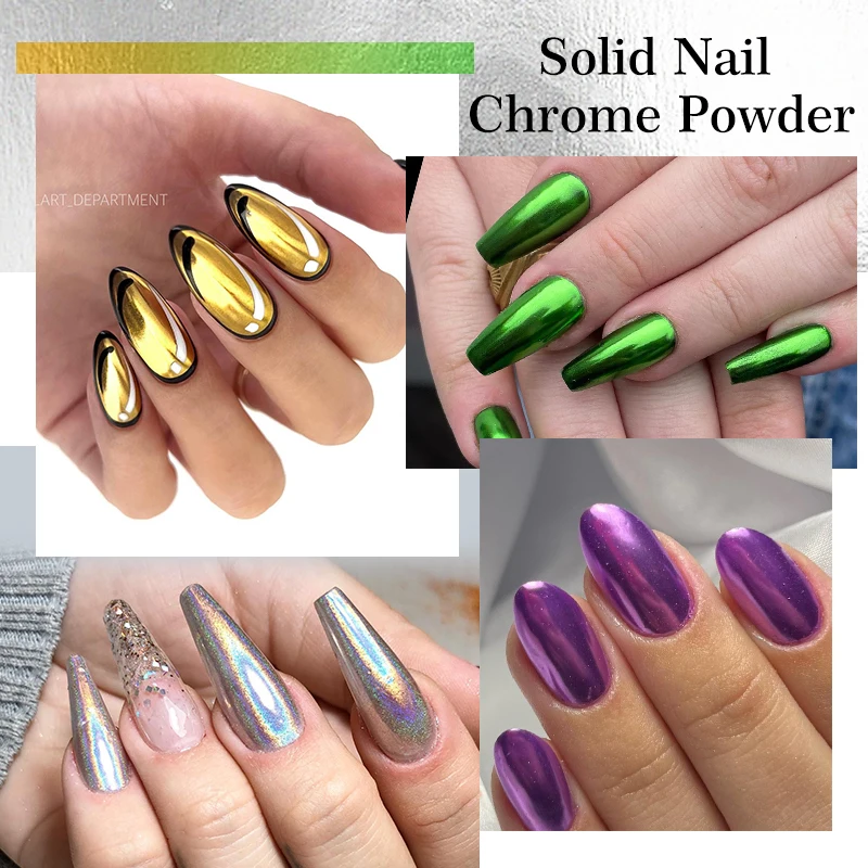 Nail glitter powder silver rose gold chrome dust pigment metallic effect uv gel polish nail decoration