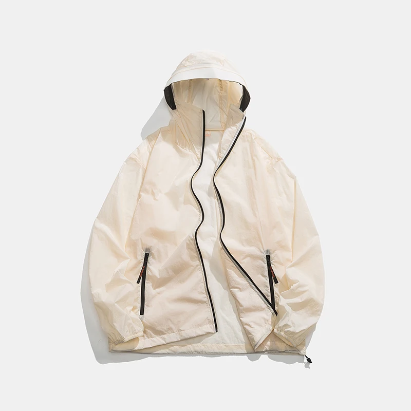 Men Summer Sunscreen Jackets Comfortable Windproof Outdoor Hooded Windbreaker Sport Breathable Coat Couple Fashion High Quality
