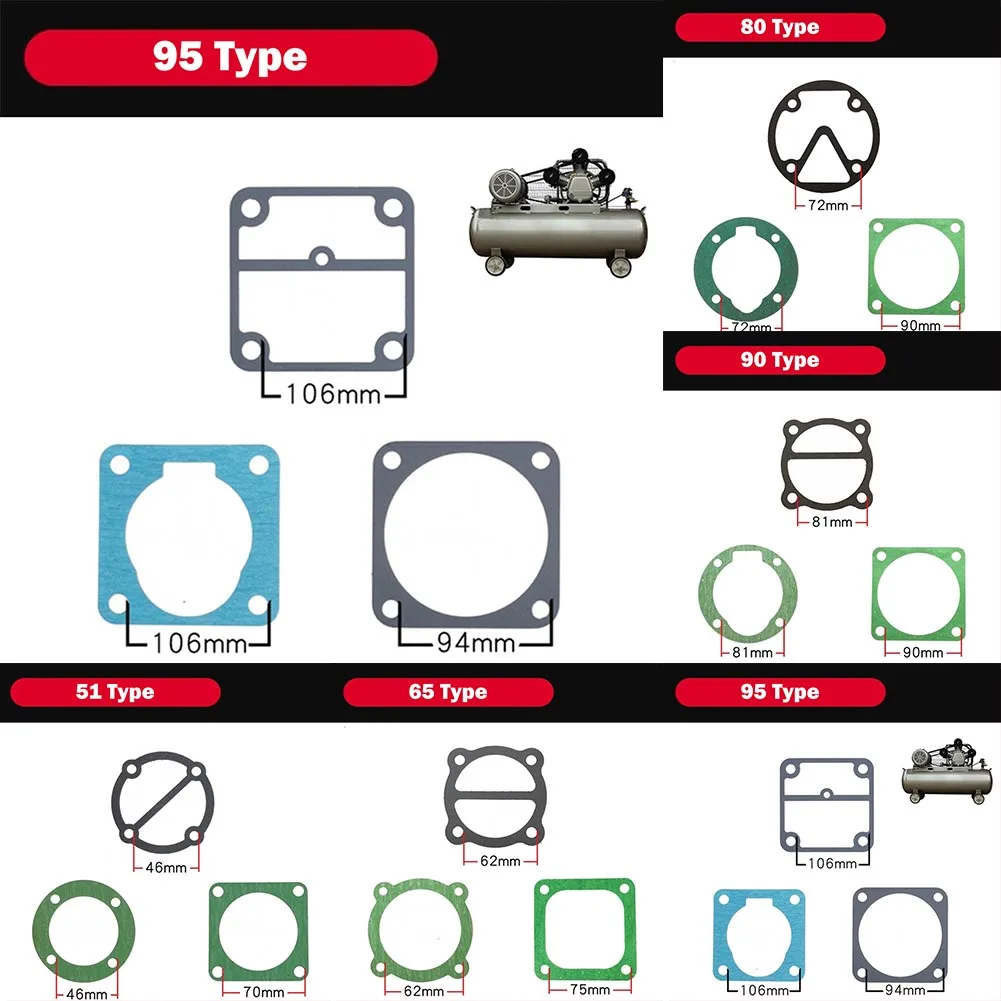 3In1 Air Compressor Cylinder Head Base Valve Plate Gaskets Washers 51 65 80 90 Type Air Compressors Valve Plate Gaskets Washer