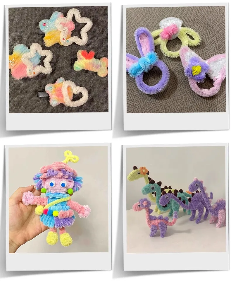 Colorful Chenille Stems Pipe Cleaner Craft Plush Tinsel Stick Wired Twist Stick 100Pcs Kids Educational Toy DIY Arts Supplies chenille pipe cleaners chenille craft supplies educational toys craft toys