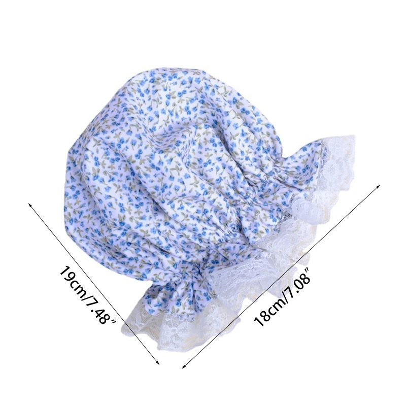 XXFE Kids Baby Girl Bonnet Sleep Floral Print Ruffle Lace Trim Beanie Night Hat