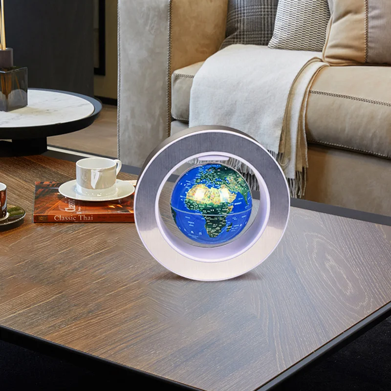 마그네틱 리베이션 로터리 글로브 4.5 인치 영어 Maglev Globe Us 플러그 오피스 거실 장식 크리 에이 티브 독특한 크리스마스 선물