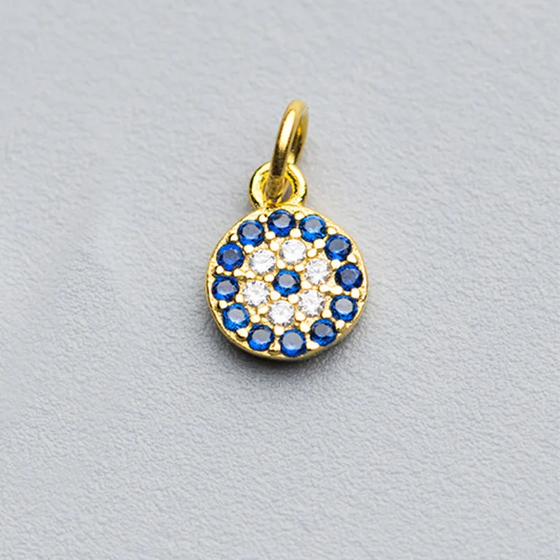 925 Sterling Silver geometric Round CZ Eye Charm Pendant pendant necklace silver necklace silver pendant silver necklace charms Handmade DIY Accessories DZ14