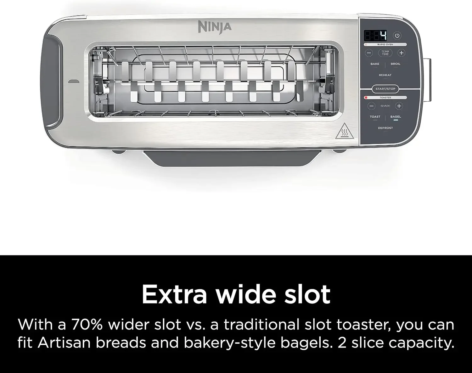 Foodi 2-in-1Flip Toaster 2-Slice Capacity Compact Toaster Oven Snack Maker Reheat Defrost 1500 Watts Stainless Steel 6 Functions 6
