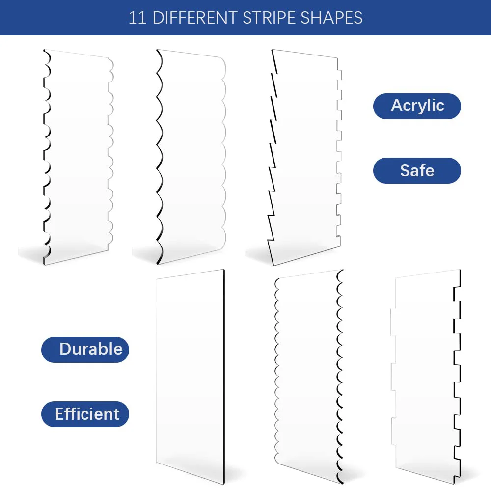 Cake Tools 2pcs Acrylic Cake Scraper Set Decorating Contour Stripe Comb Saw Tooth Smoother Buttercream Frosting