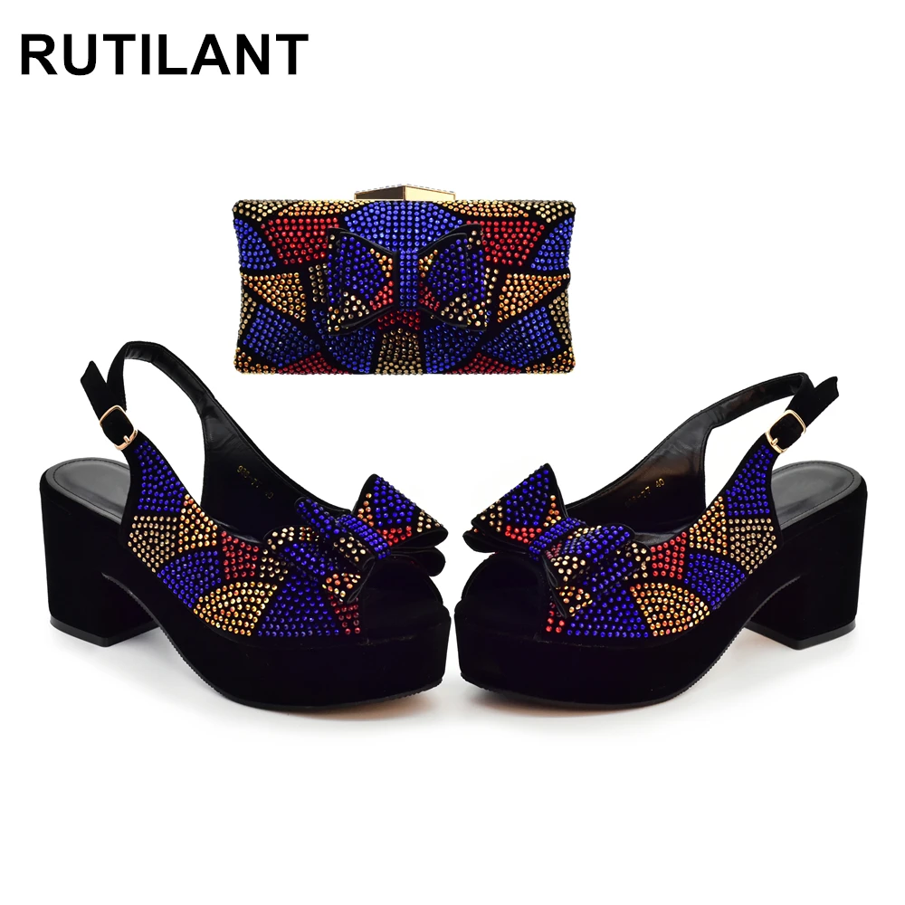 

Italian Shoes and Bags Matching Set Wedges Shoes for Women Ladies Shoes with Matching Bag Set Nigerian for Party Platform Shoes