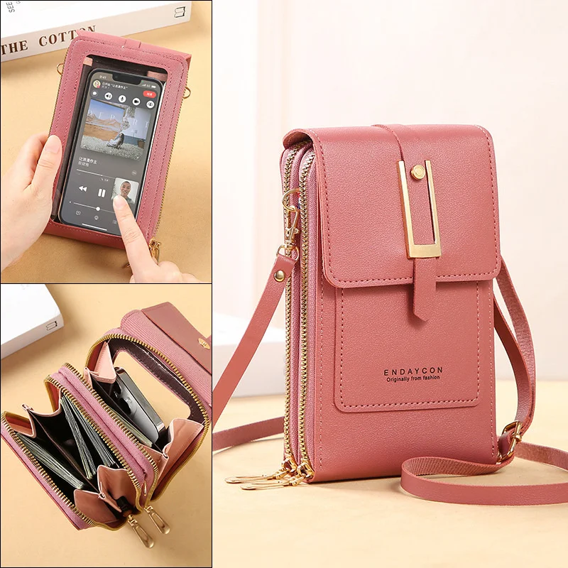 

Women Bags Soft Leather Wallets Touch Screen Cell Phone Purse Crossbody Shoulder Strap Handbag for Female Cheap Women's Bags