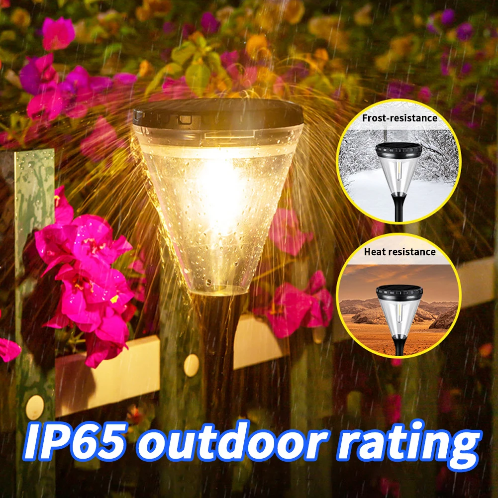 Solar Lawn Lamp Pathway Lights Built-in 2200mA Battery Super Bright Waterproof Garden Night Light 3 Adjustable Heights Stake Lig