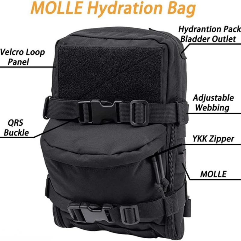 Tactical Hydration Backpack Combat Training Assault Molle Bag Outdoor Hunting Vest Back Plate Carrier Water Bag 4