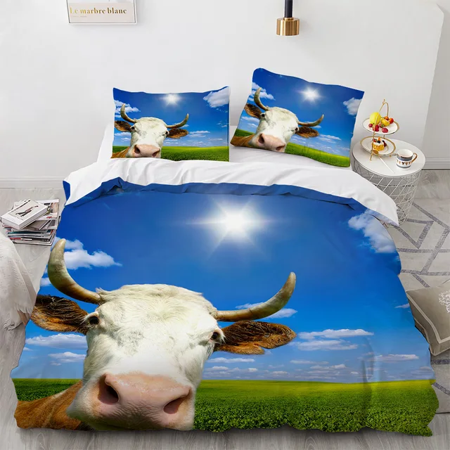 Highland Cow Bedspread Coverlet Set - King Size, Quilted Buffalo Check, Farmhouse Animal Print