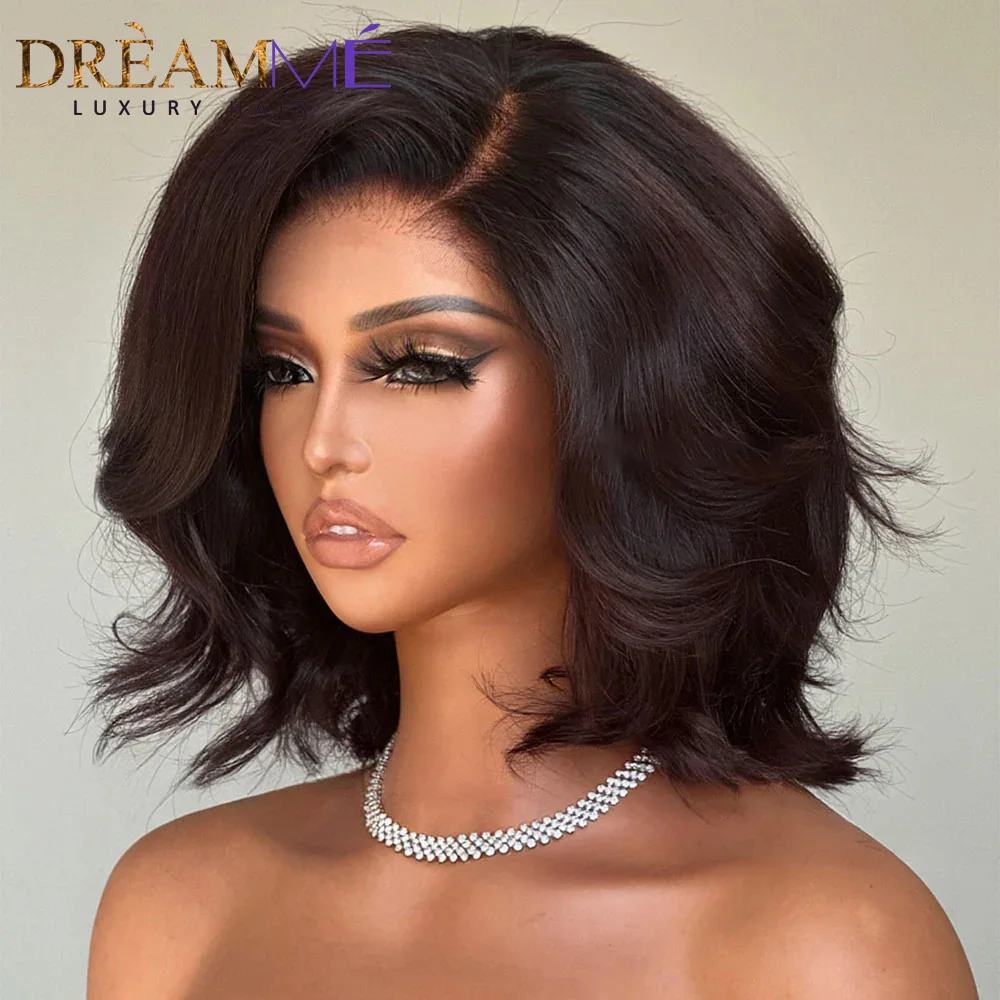 Layered Cut Straight Bob Wig Reddish Brown Lace Closure Wig Wear and Go 4x4/5x5 Glueless C Part Minimalist Lace Bob