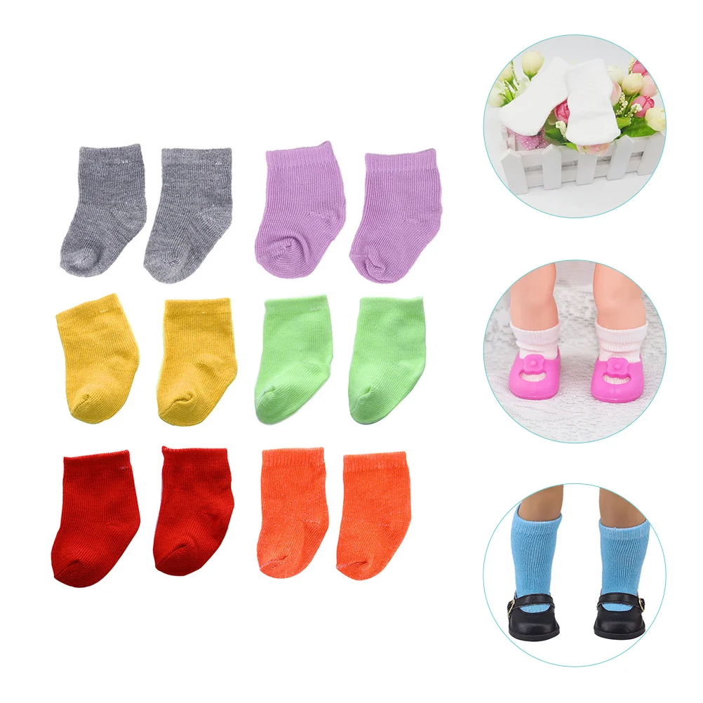 

6 Pairs Socks Toys for Dolls Girl Accessories Decor Photo Props Play House Cloth Costume
