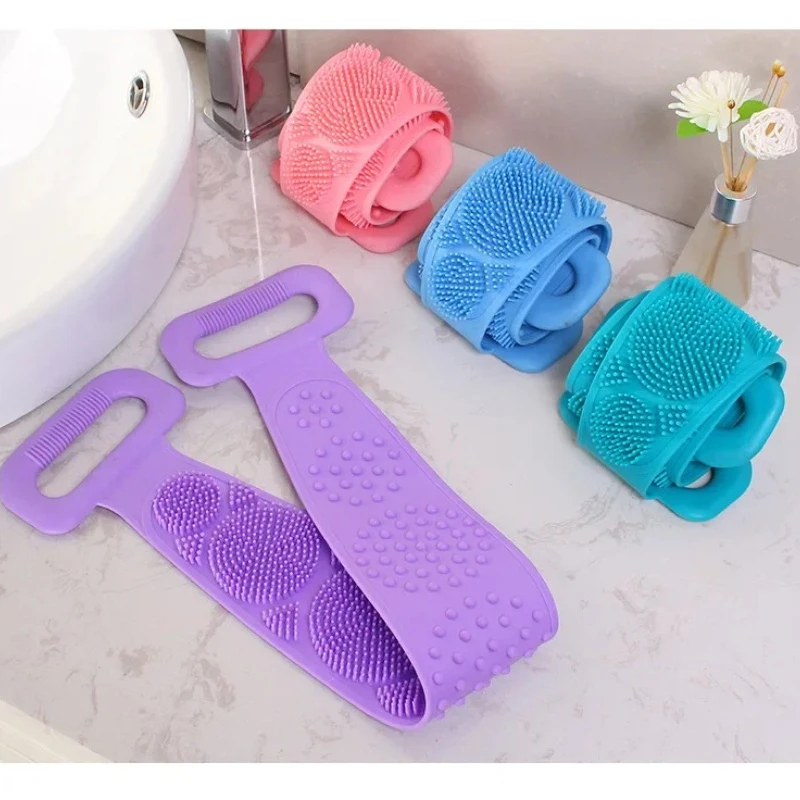 Silicone Back Scrubber Soft Loofah Bath Towel Bath Belt Body Exfoliating Massage Shower Body Cleaning Bathroom Shower Strap body scrub body scrub glove