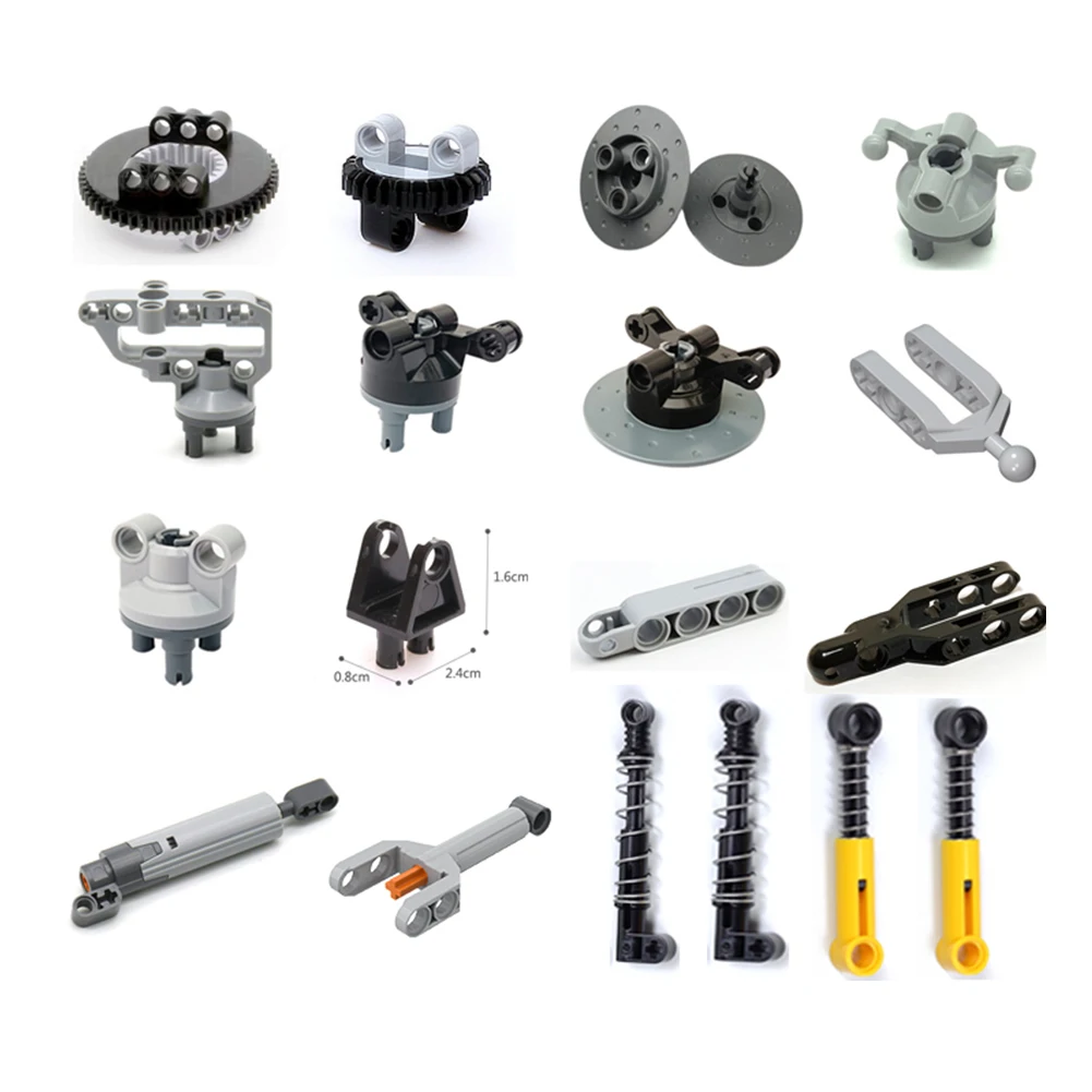 MOC Technical Parts Suspension Steering Push Rod Putter Spring Shock Absorber for DIY Building Blocks Tire Car Truck Drive Brick building blocks toys,building blocks technical parts