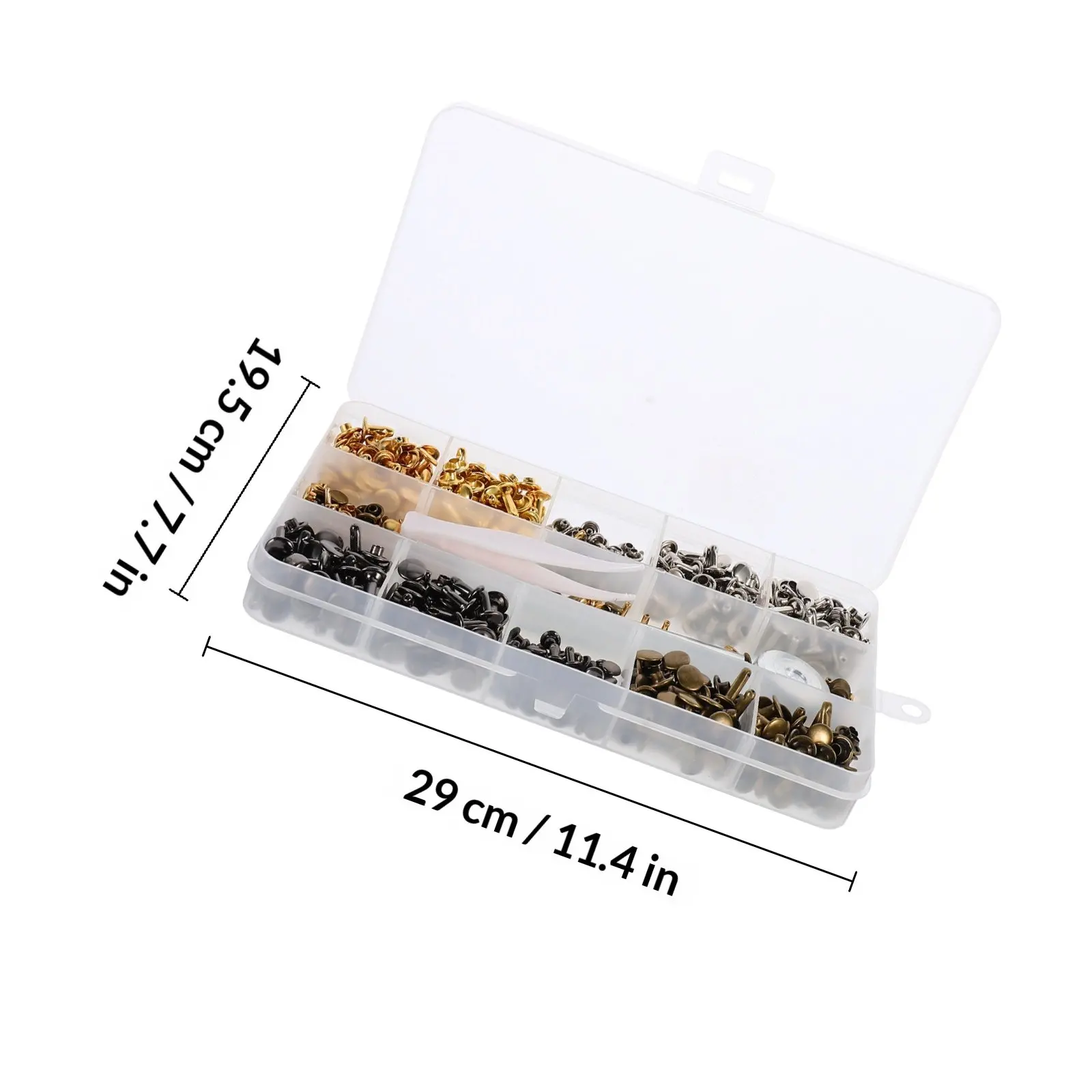 360Pcs 양면 리벳 라운드 황동 리벳 세트 의류 캔버스 벨트 지갑 수리에 실용적인 DIY 리벳 도구