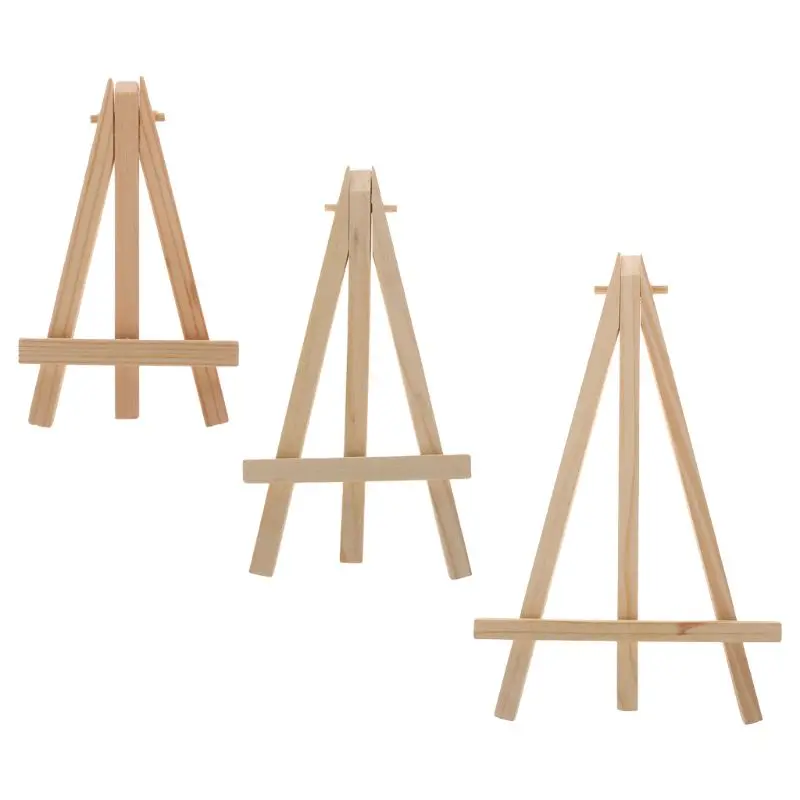 

12x20cm Natural Wood Mini Easel Frame Tripod Display Meeting Wedding Table Number Name Card Stand Display Holder Painting Craft
