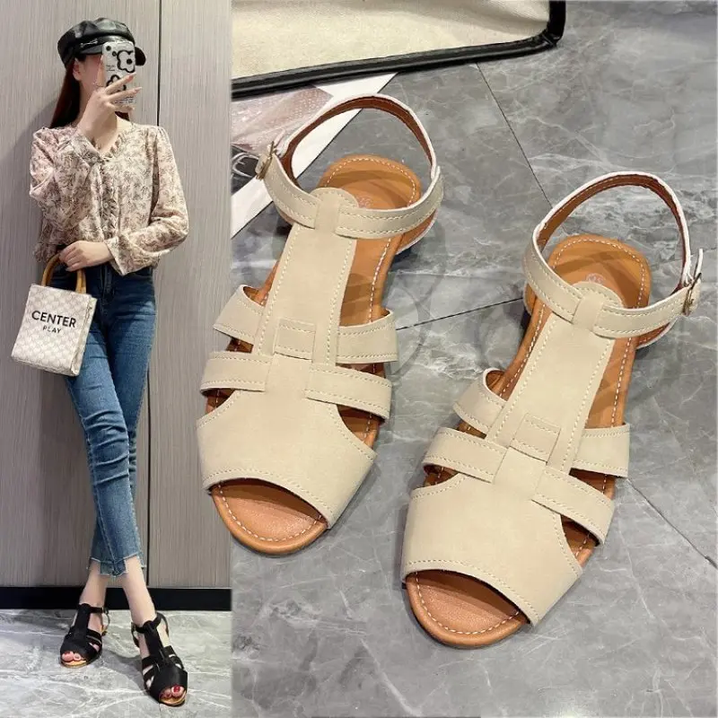 

2024 New Summer Women's Sandals Ladies Casual Shoes Braided Design Korean Style Party and Work Wear Flat Shoes Fashion