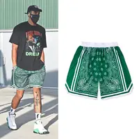 New Summer NBA star style cashew flower Mesh Short Classic Floral Printed Gym Shorts Men's Gym Basketball Sports Beach Shorts 2