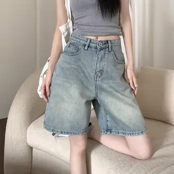 شورت جينز بخصر عالٍ بتصميم عتيق 1