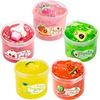 70ml Crystal Clear Slime with Watermelon Peach Avocado Pineapple Charms-Non-Sticky Soft Jelly Clay For Party Christmas Gift 1