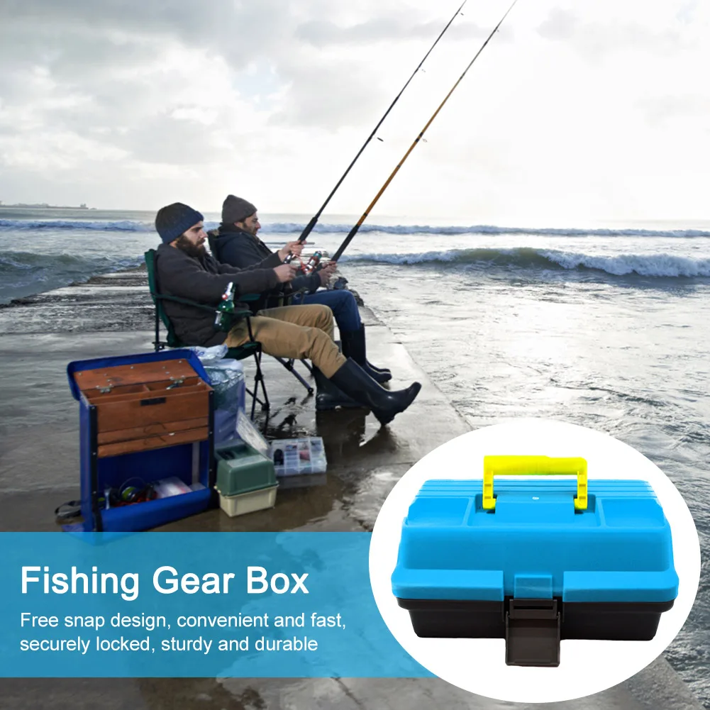 3-Layer Folding Fishing Storage Box Multipurpose Storage Tool Box with Handle Hardware Storage Box for Fishing Tackle Storage