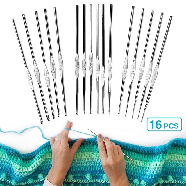 16-Size Crochet Hooks Set – Single Head Knitting Needles Kit 1