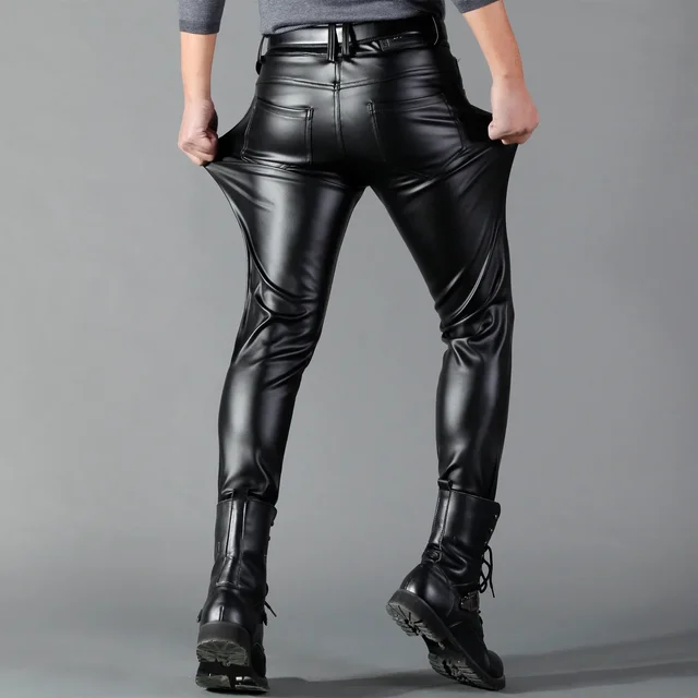 Men's Leather Pants Skinny Fit Elastic Fashion