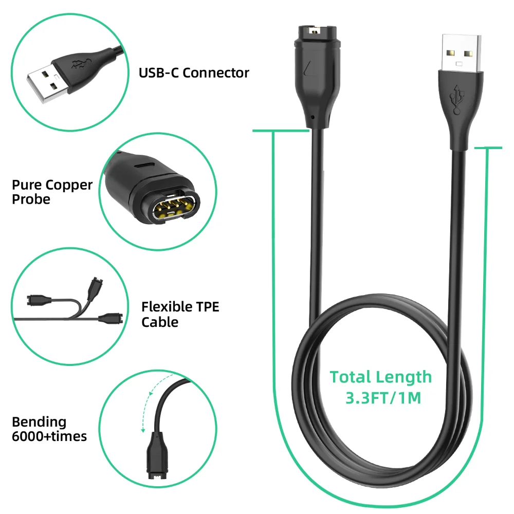 Universal Charging Cable for Garmin Approach Smartwatches