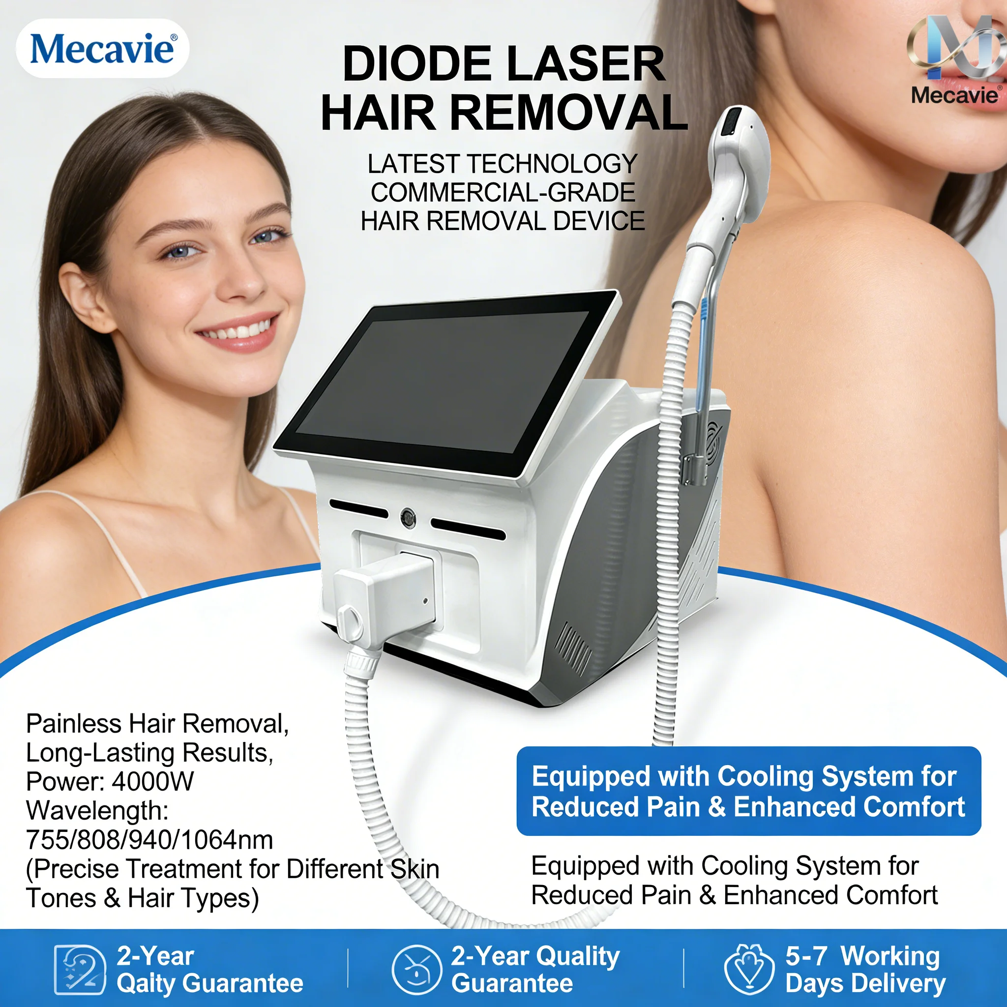 4000W Diode Laser Hair Removal Machine 755/808/1064nm/940nm 4 Wavelengths Ice Titanium Body Painless Hair Removal Equipment 2026 1