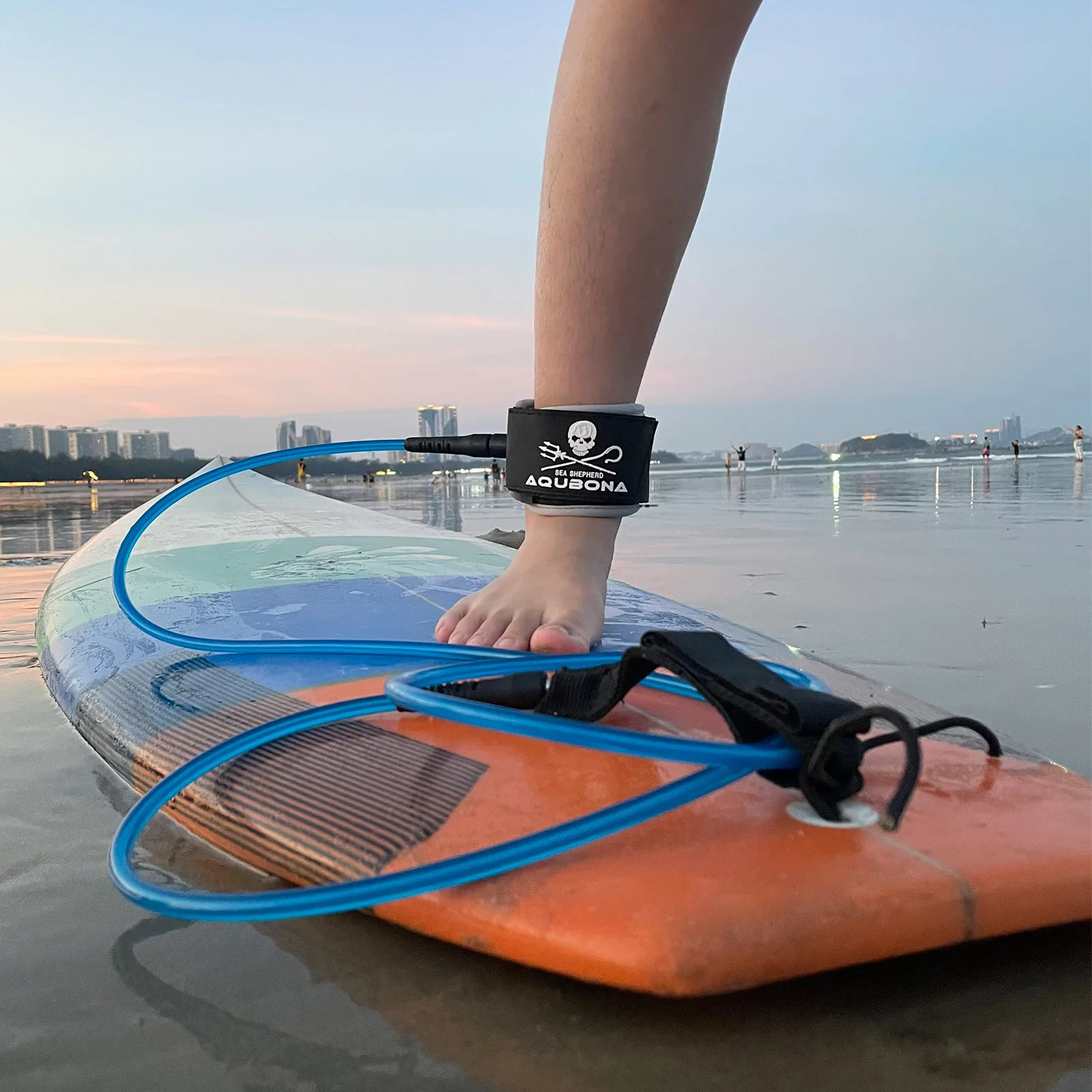 AQUBONA Premium Surfboard Leash, 6/7/8/ft, Straight Surf Board Leashes, 7mm Legrope Strap for Shortboard, Longboard