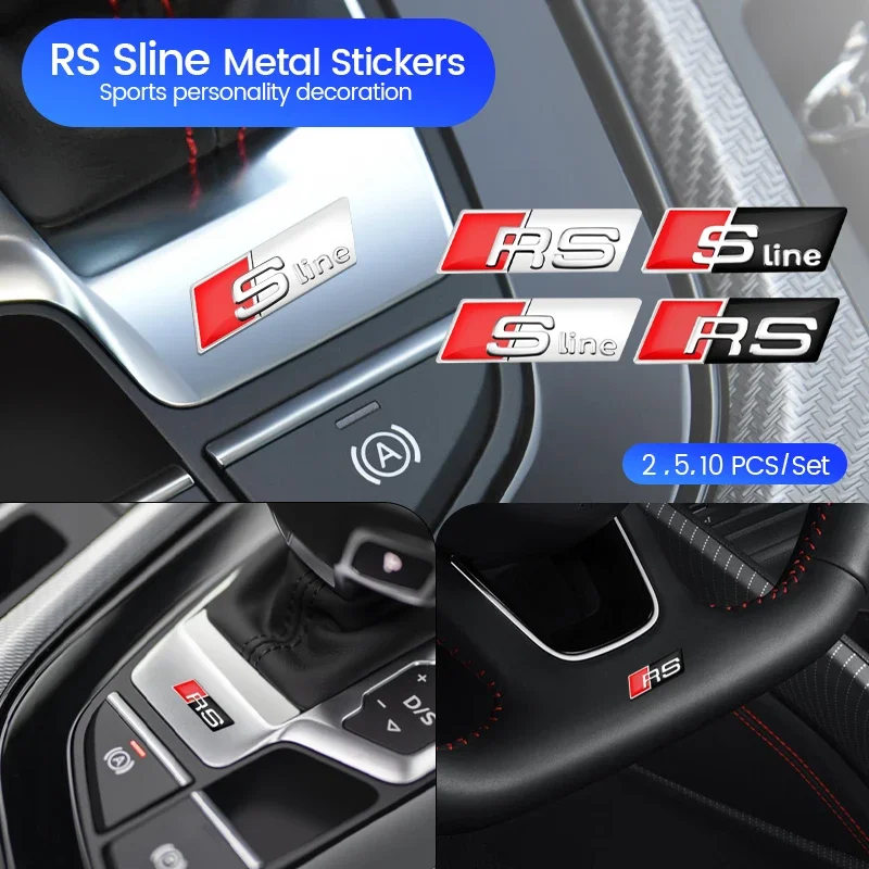 3D Steering Wheel Badge Emblem 3D Steering Wheel Sticker Car Sticker 2/5/10pcs For Audi Sline RS Car Accessories