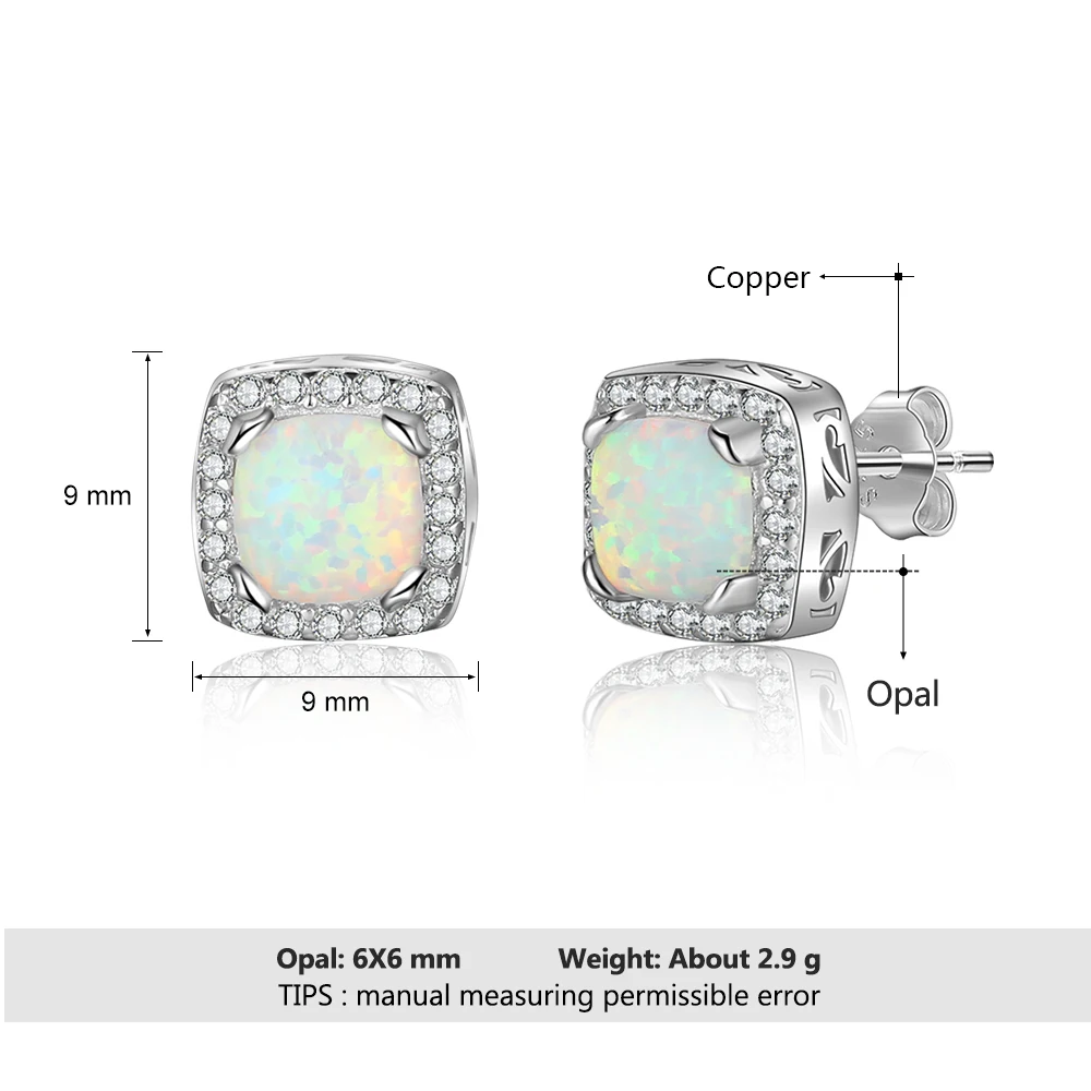 Opal Wedding Bridal Sets: Square White Jewelry