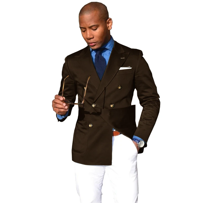 Men's Blazer Suit Double Breasted Lapel Casual Jacket Men's Wedding Tuxedo Formal Clothes Outerwear 3