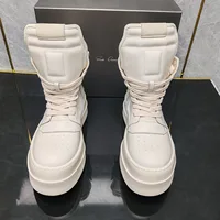 Ricks shoes new thick-soled, all-white inverted triangular leather boots increase students' shoes and high street lovers' shoes 2