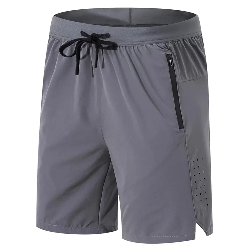 Men's Quick Dry Sports Shorts Summer Loose Casual Running Fitness Mid-Length Pants with Zipper Pockets Skateboard Long Pants