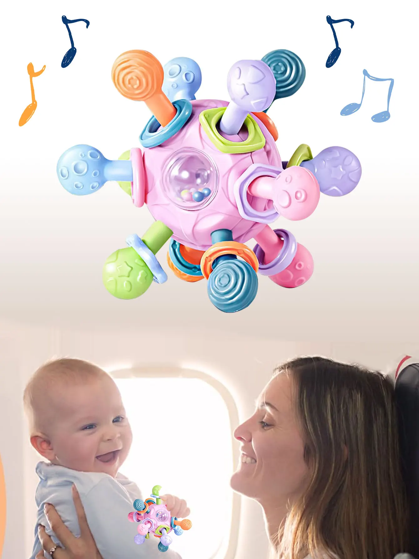 Baby Rotating Rattles Ball Toy Silicone Teether Grasping Exercise Game Hand Bell Develope Intelligence Educational