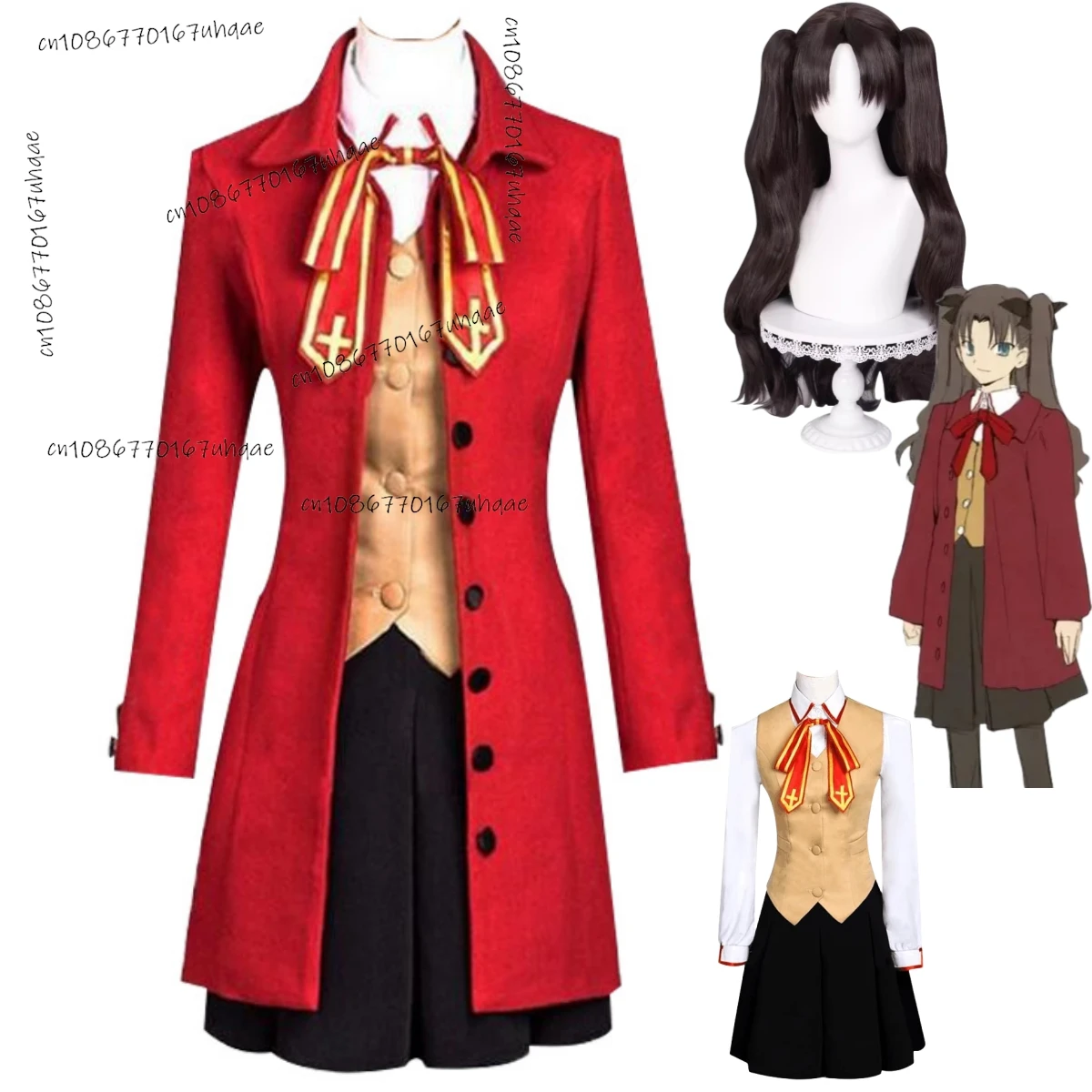 Anime-Game-Fate-stay-Night-Tohsaka-Rin-Cosplay-Costume-Wig-Red-Coat ...