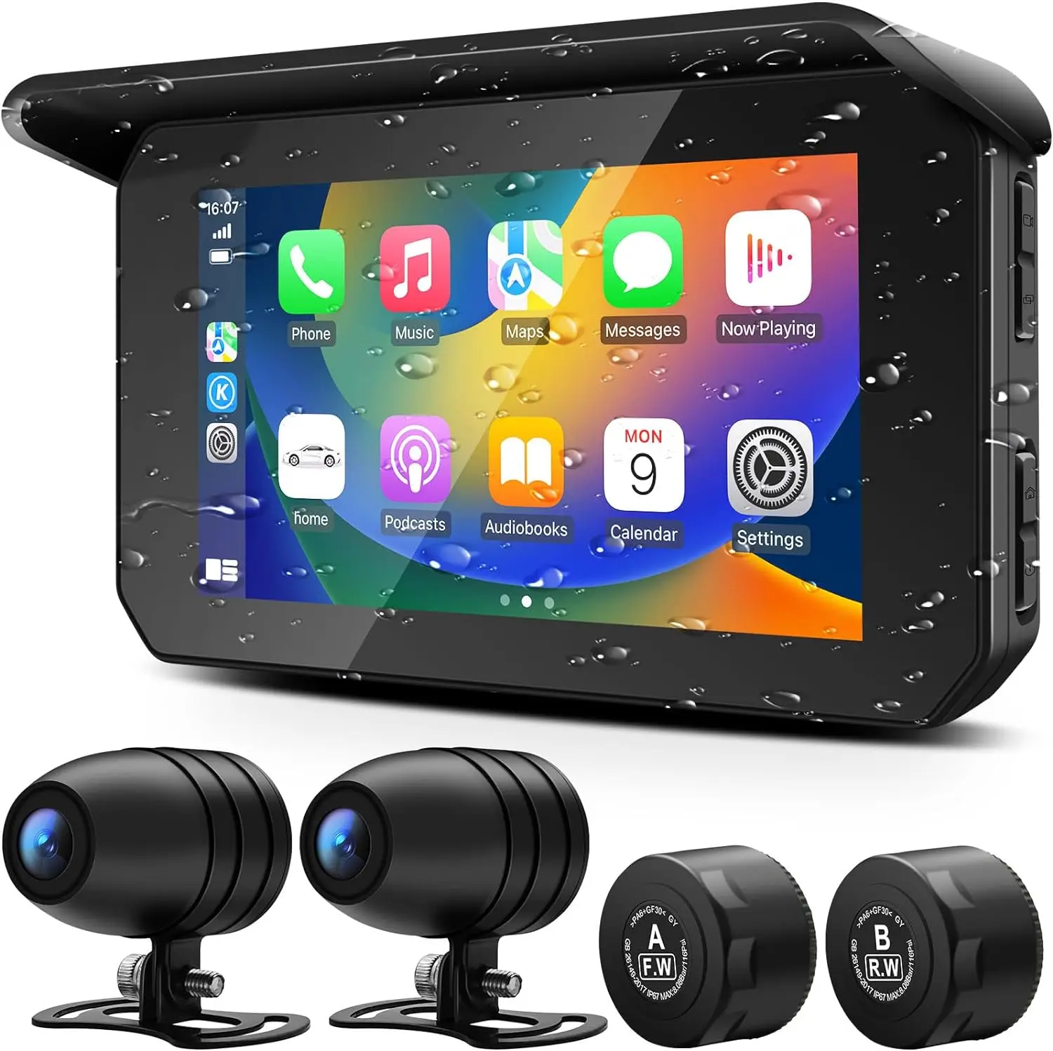 

5 Inch Motorcycle GPS Navigator Moto CarPlay Touch Monitor With DVR IPX6 Waterproof Wireless Apple CarPlay Wireless Android Auto