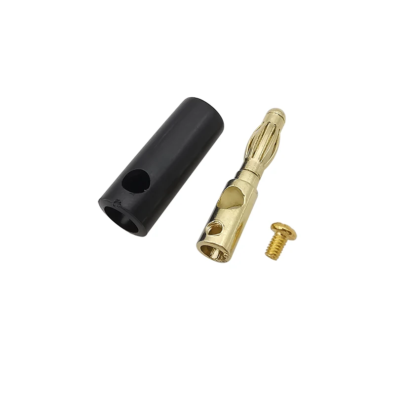 20 Stück vergoldete Schraube 4 mm Bananenstecker Audio Lautsprecherkabel Kabel Stecker Adapter Schwarz Rot – Detail 5