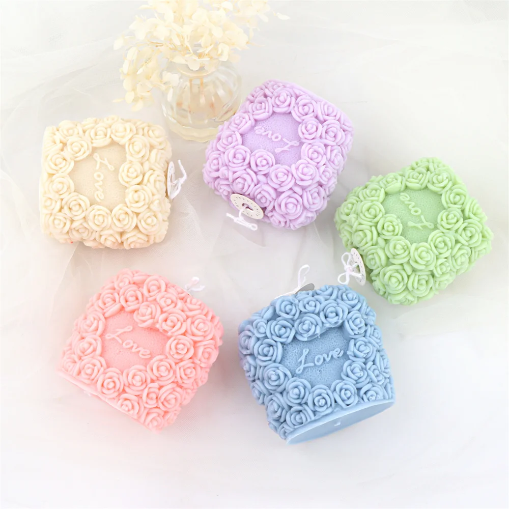 

Pretty Rose Flower Pillar Silicone Candle Mold Crafts Heart Love Soap Plaster Resin Forms Baking Tool Valentine Gift Decor