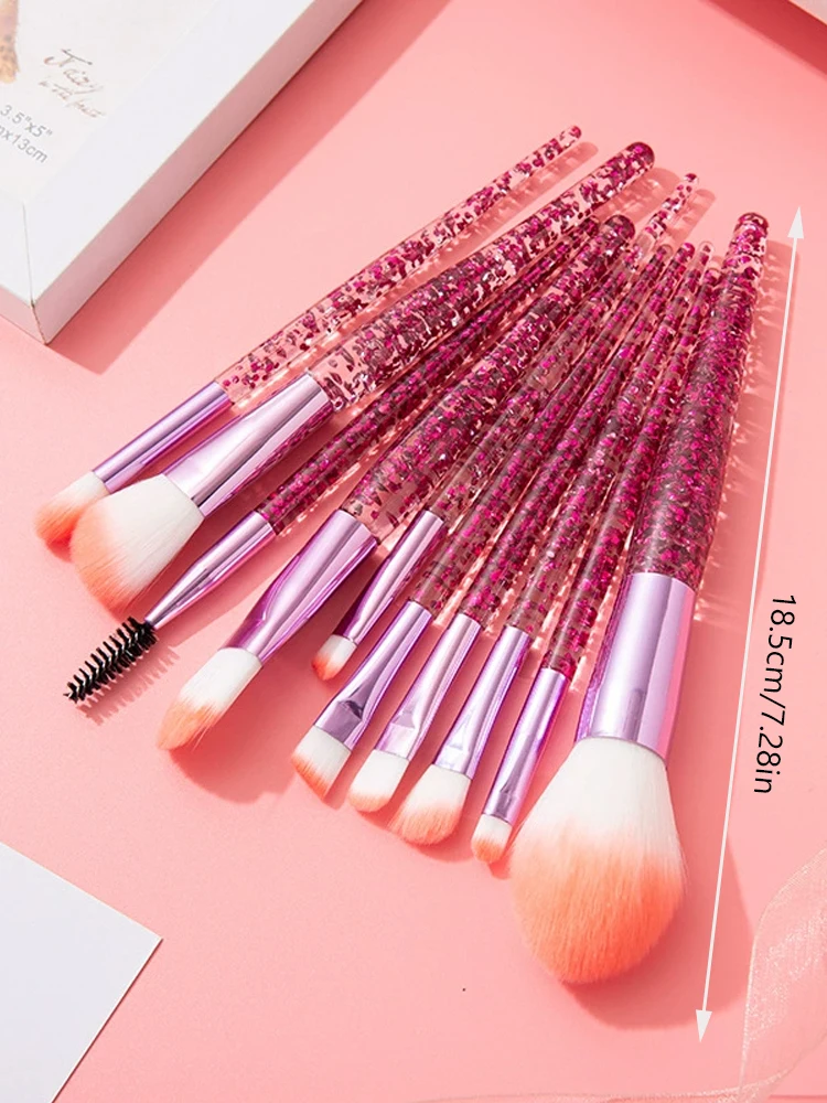 Makeup Brush Set of 10 Pieces, Glitter Beauty Tools, Soft-Bristled Eyeshadow Cosmetics, Makeup Setting Tools, Blush Brushes, Etc - 6