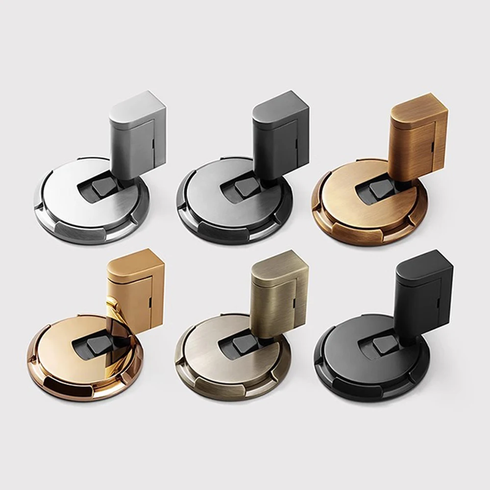 Non-Punch Door Stopper Automatic Floor Floor DoorStop Furniture Fittings Gold Black Grey Stopper for Door Windproof Door Stops
