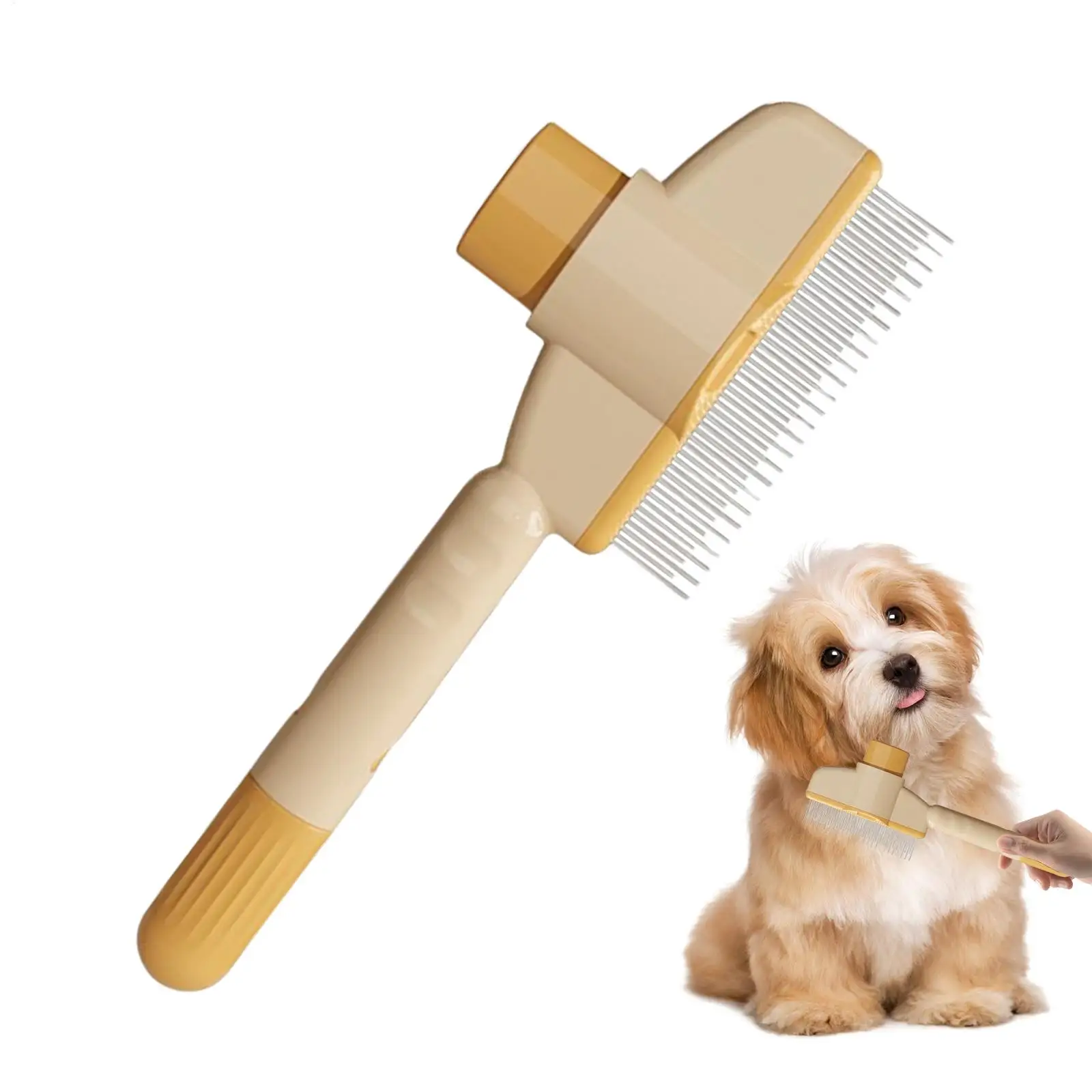 Peine autolimpiante de un solo botón para perros, removedor de pelo de mascotas, cepillo para gatos, peines de masaje para el aseo de perros y mascotas._voghion.com